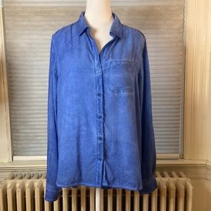 Casual Blue Button Down Blouse